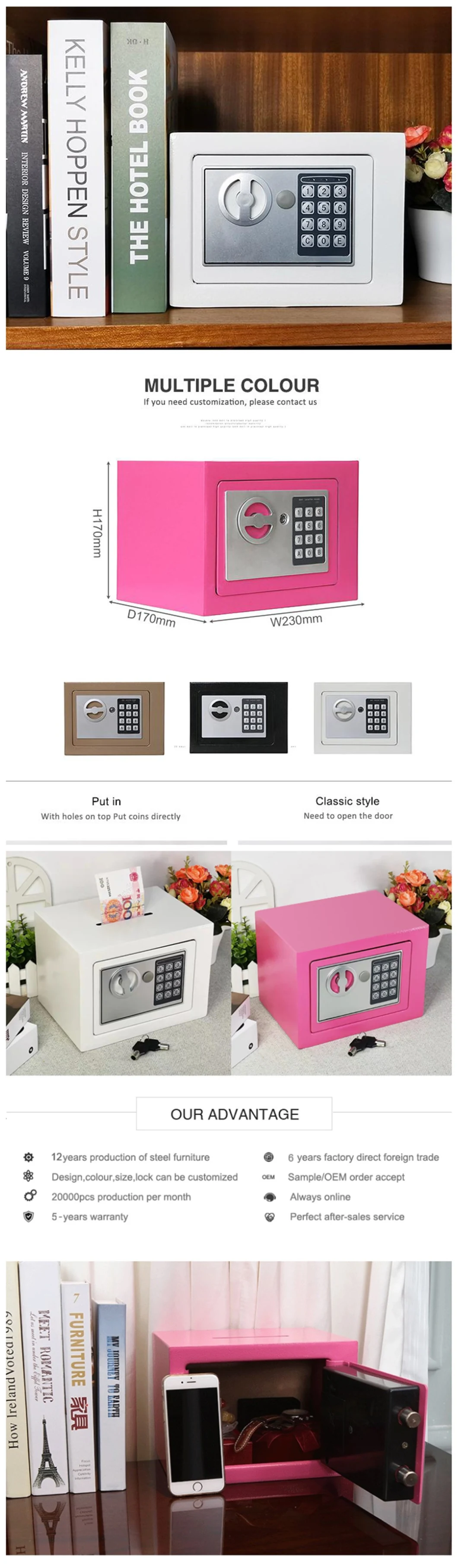 Home Safety Security Hotel Furniture Digital Electronic Safe Box